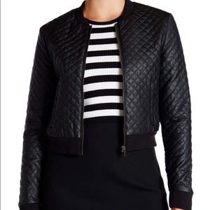 Love, Fire quilted faux leather bomber size M